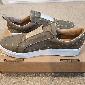 Kaanas Positano Slip on Sneakers Olive Gold Stars